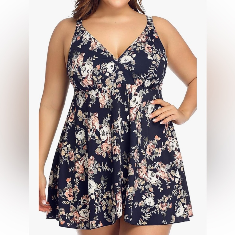 Perona Floral Print  swim with Adjustable Straps18W